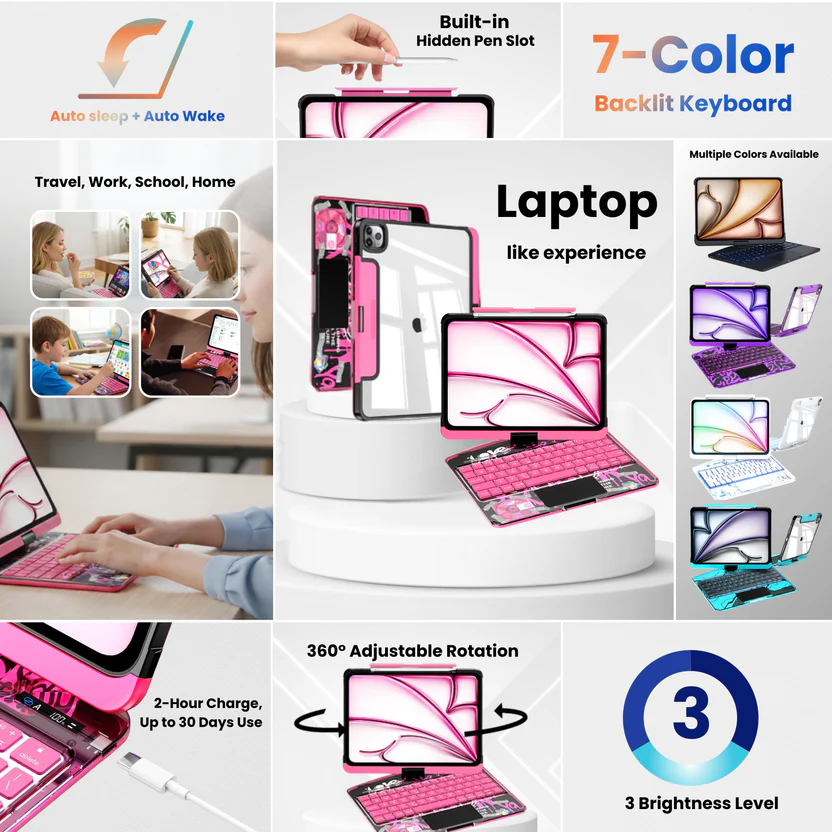 ipadcasestore Rotating iPad Keyboard Case - Image 5